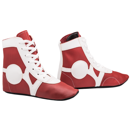 Купить Обувь для самбо SM-0102, кожа, красный Rusco в Энгельсе 